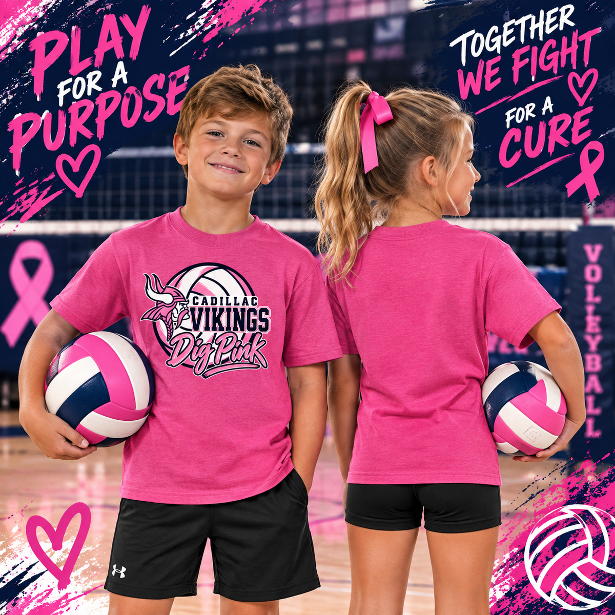 DIG PINK Cadillac Volleyball UNISEX T-Shirt YOUTH SIZE