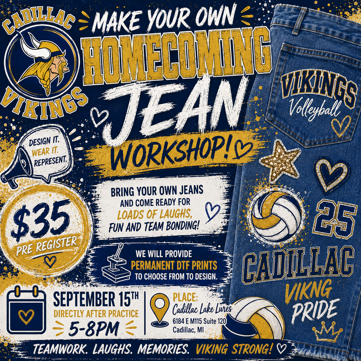 7/8th Grade Volleyball Homecoming Jeans Workshop - Tuesday, SEPTEMBER 15th