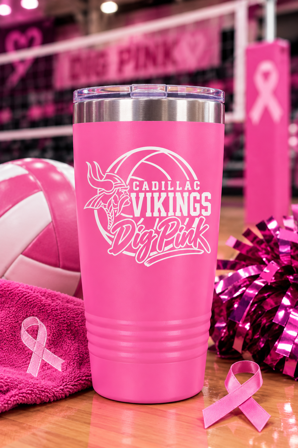 DIG PINK Cadillac Volleyball 20 oz Tumbler
