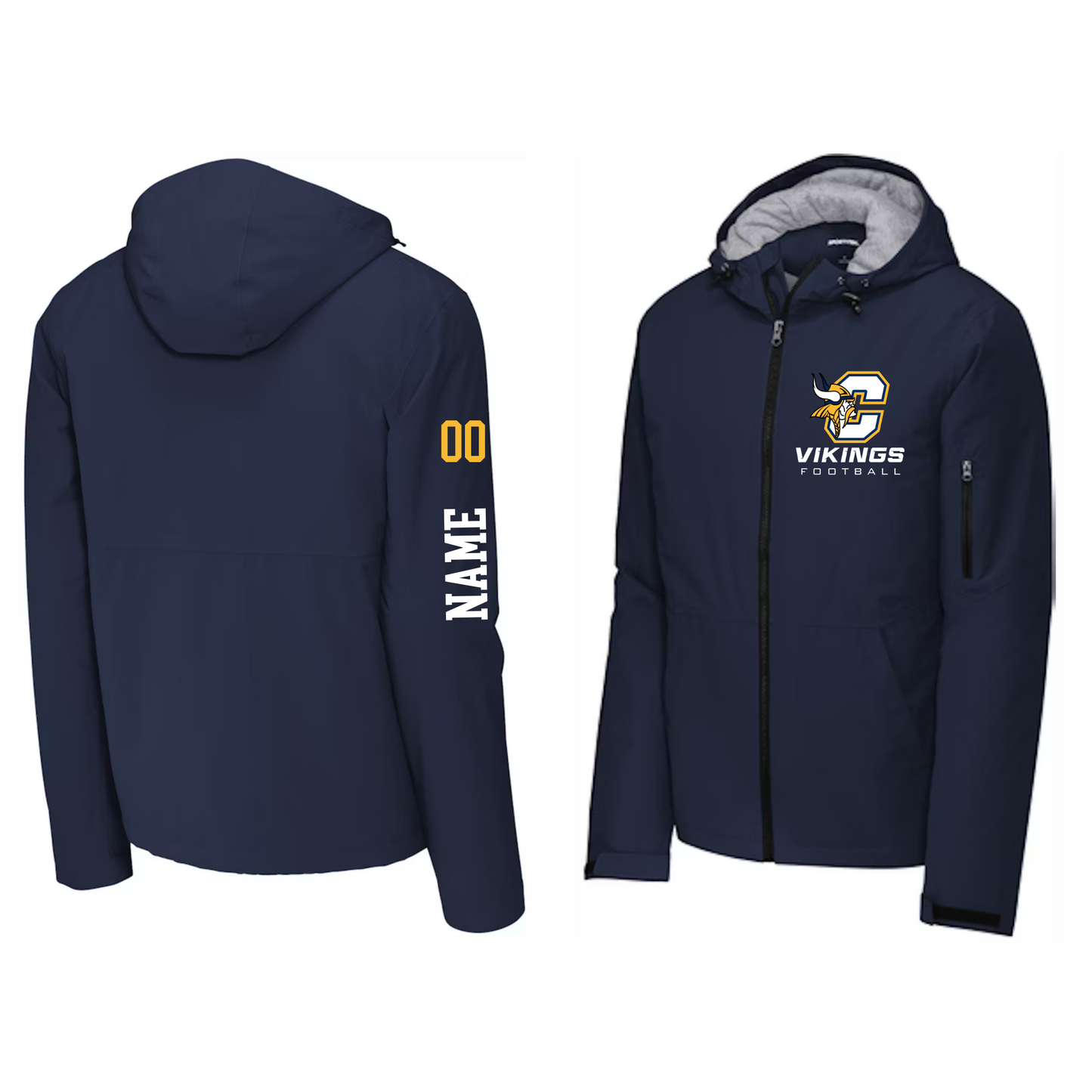 Cadillac Vikings Football Waterproof Insulated Jacket - NAVY