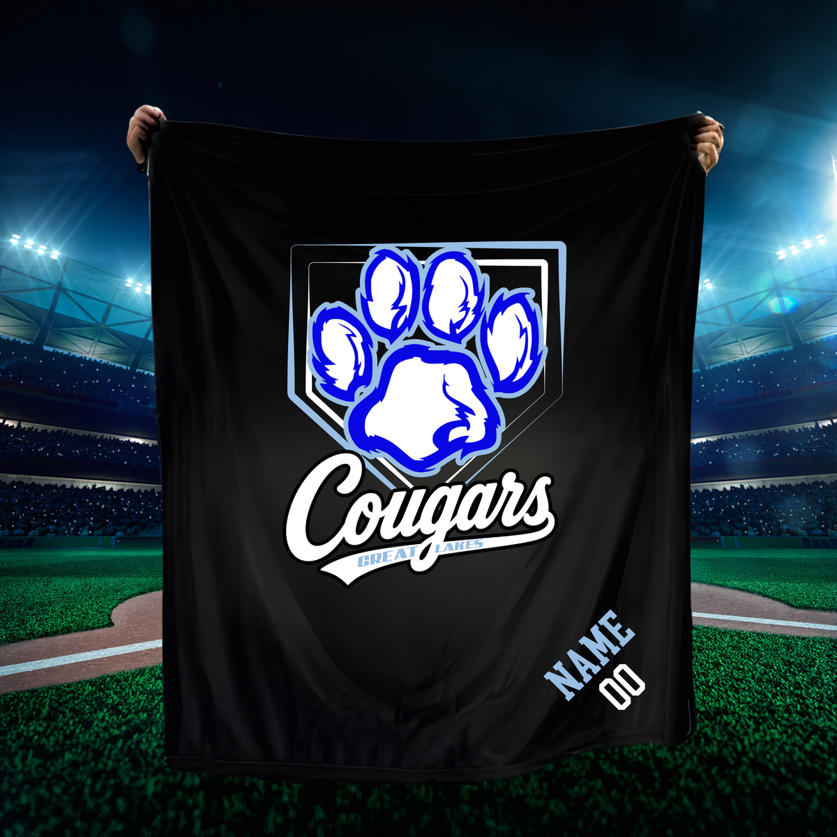 COUGARS Baseball Personalized Fleece Sweatshirt Blanket