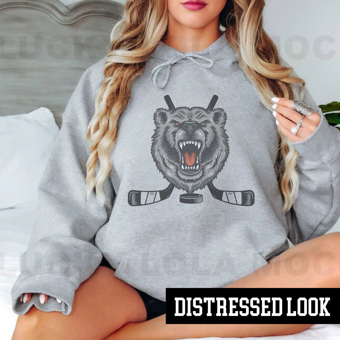 Northern Michigan Black Bears Hockey ADULT Hoodie (Distressed)