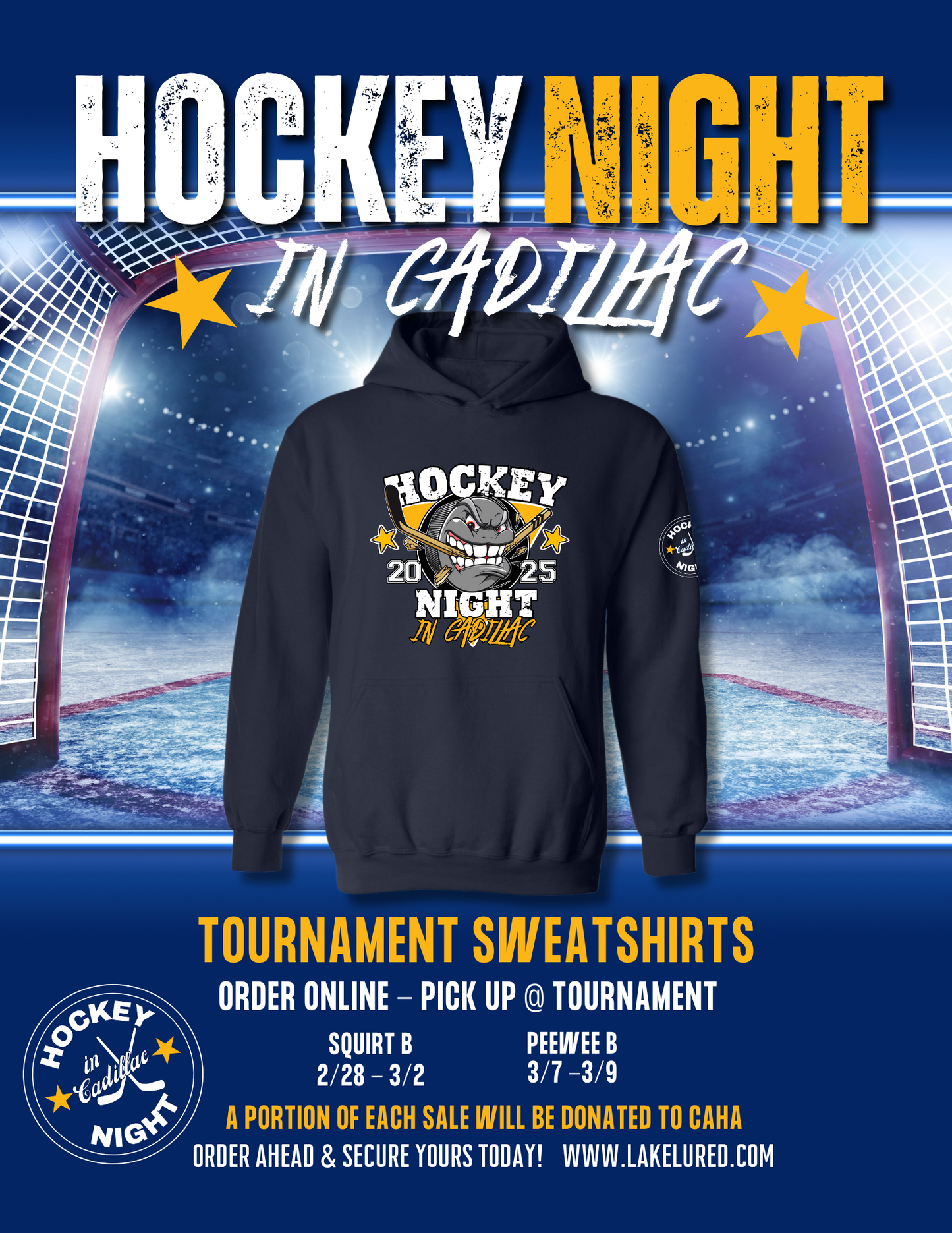 2025 HOCKEY NIGHT IN CADILLAC Tournament Sweatshirts