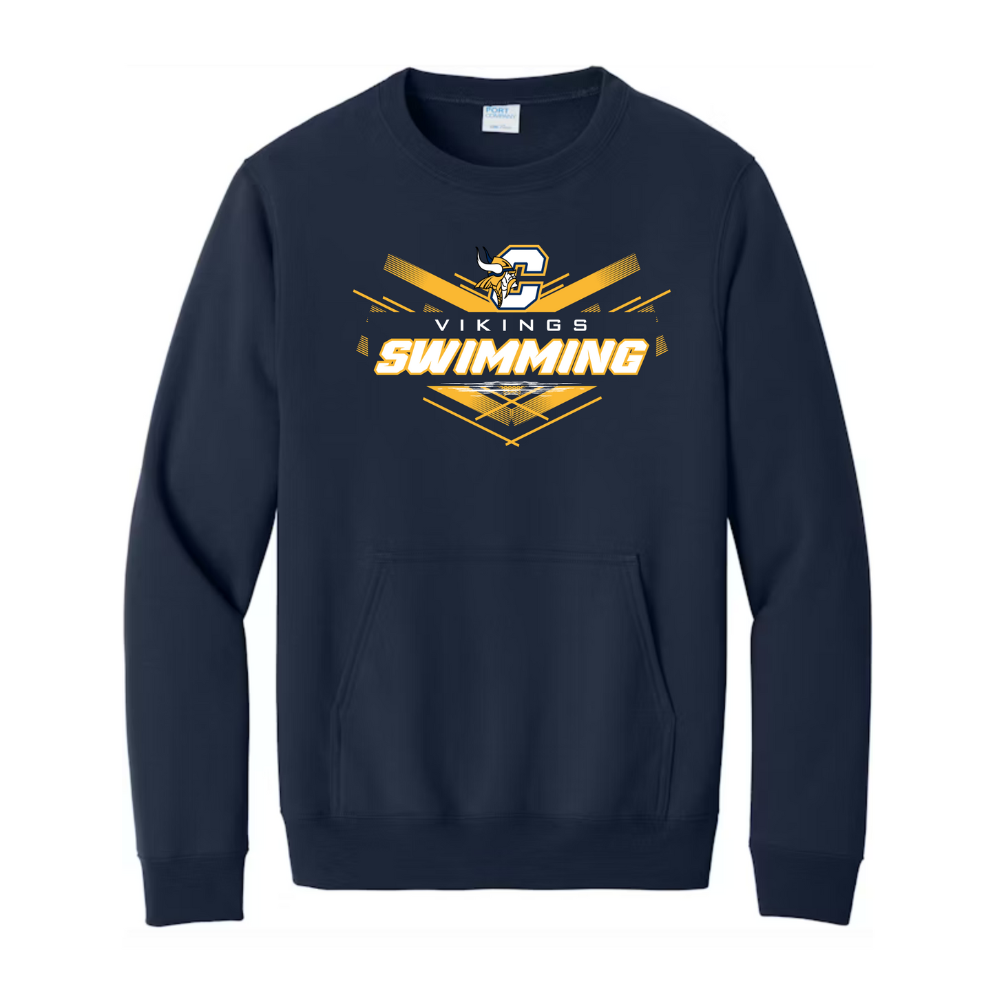 Cadillac Vikings Swim ADULT Crewneck Sweatshirt w/ Front Pocket
