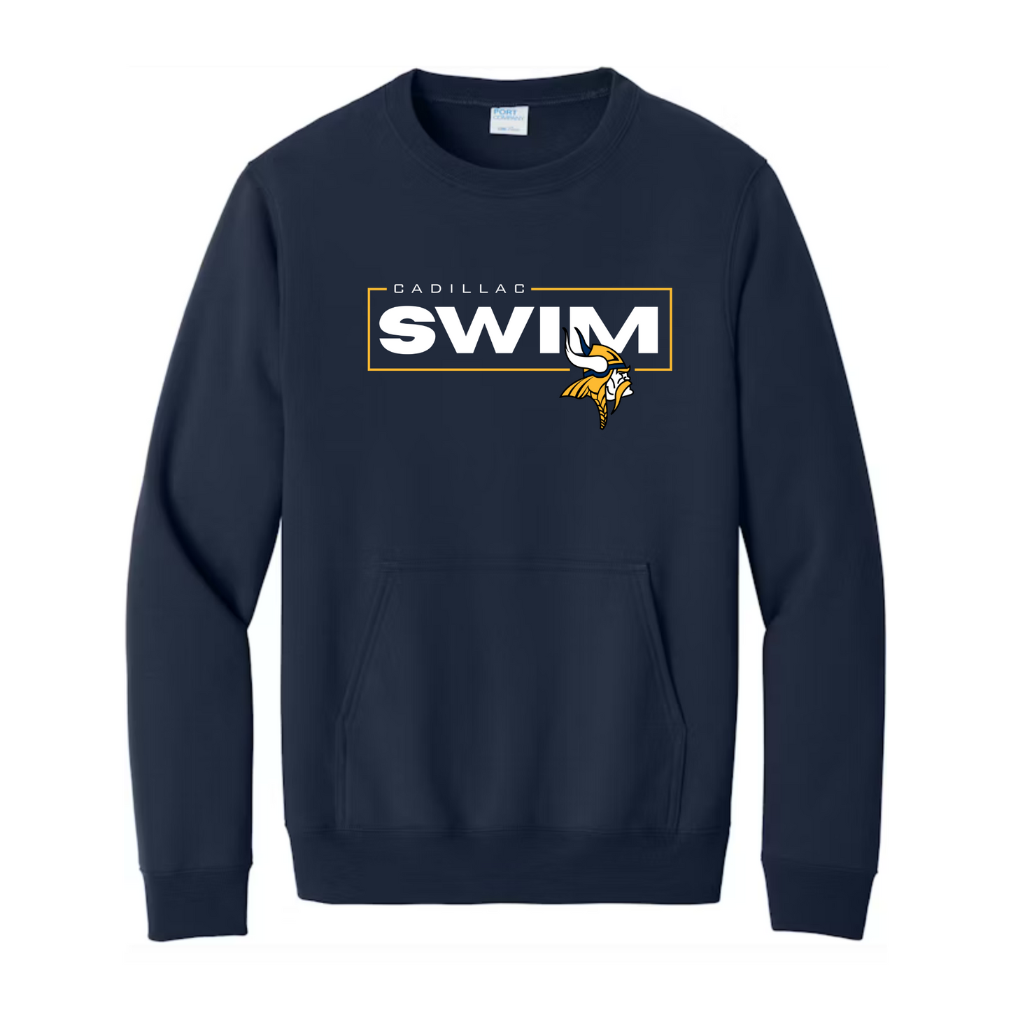 Cadillac Vikings Swim ADULT Crewneck Sweatshirt w/ Front Pocket