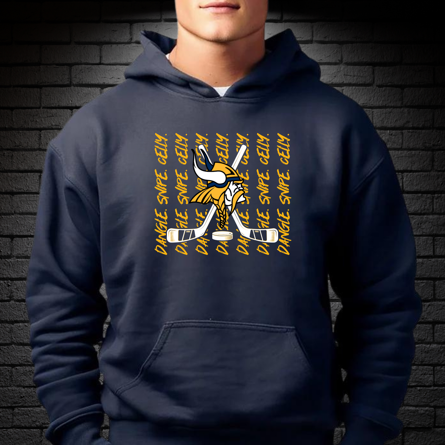 Cadillac Vikings Dangle Snipe Celly Hockey ADULT Hoodie