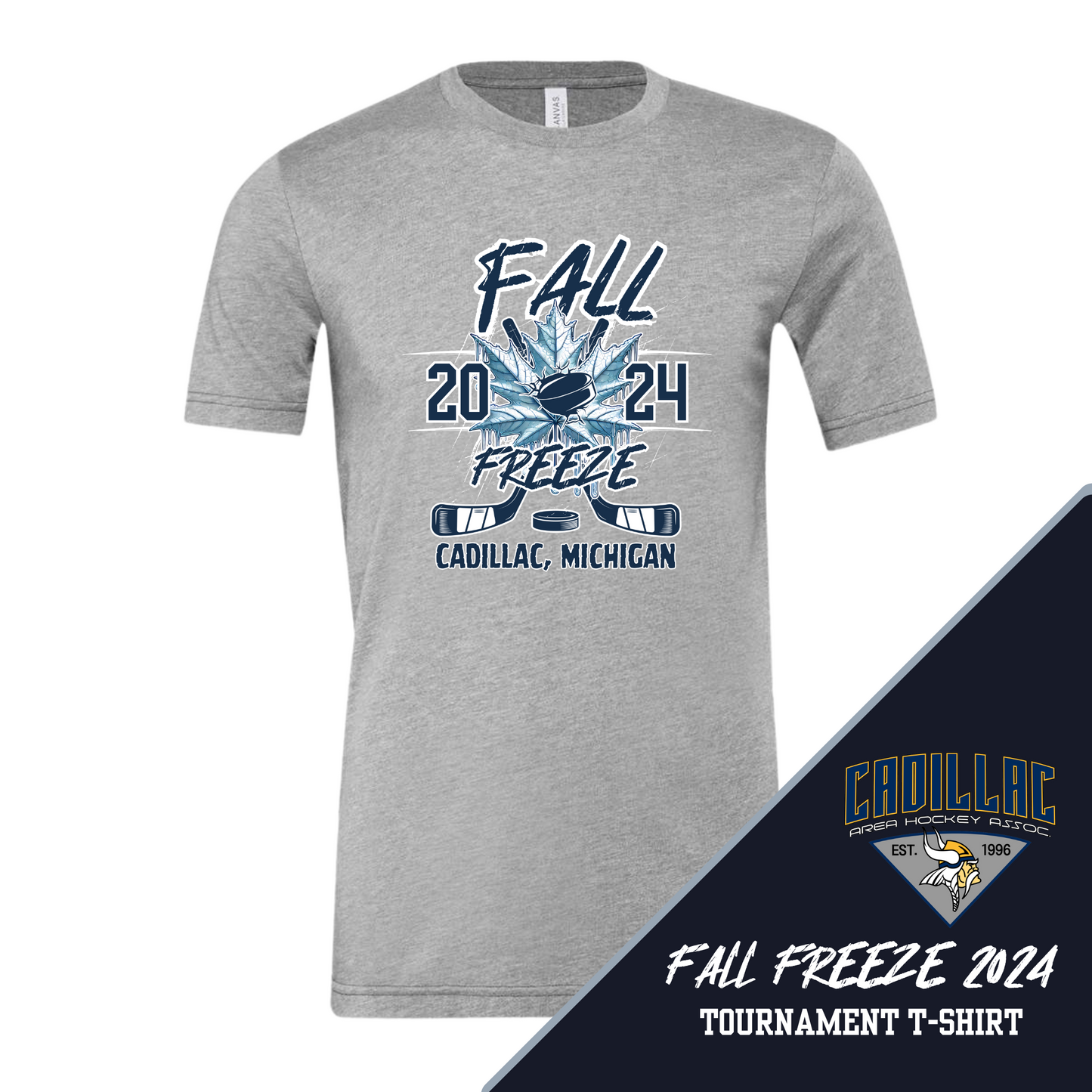 2024 CAHA Fall Freeze Hockey Tournament T-Shirt (Heather Grey)