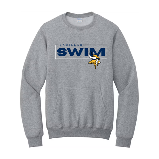 Cadillac Vikings Swim ADULT Crewneck Sweatshirt w/ Front Pocket