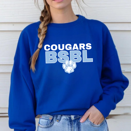 Greak Lakes Cougars Baseball ADULT Crewneck Sweatshirt