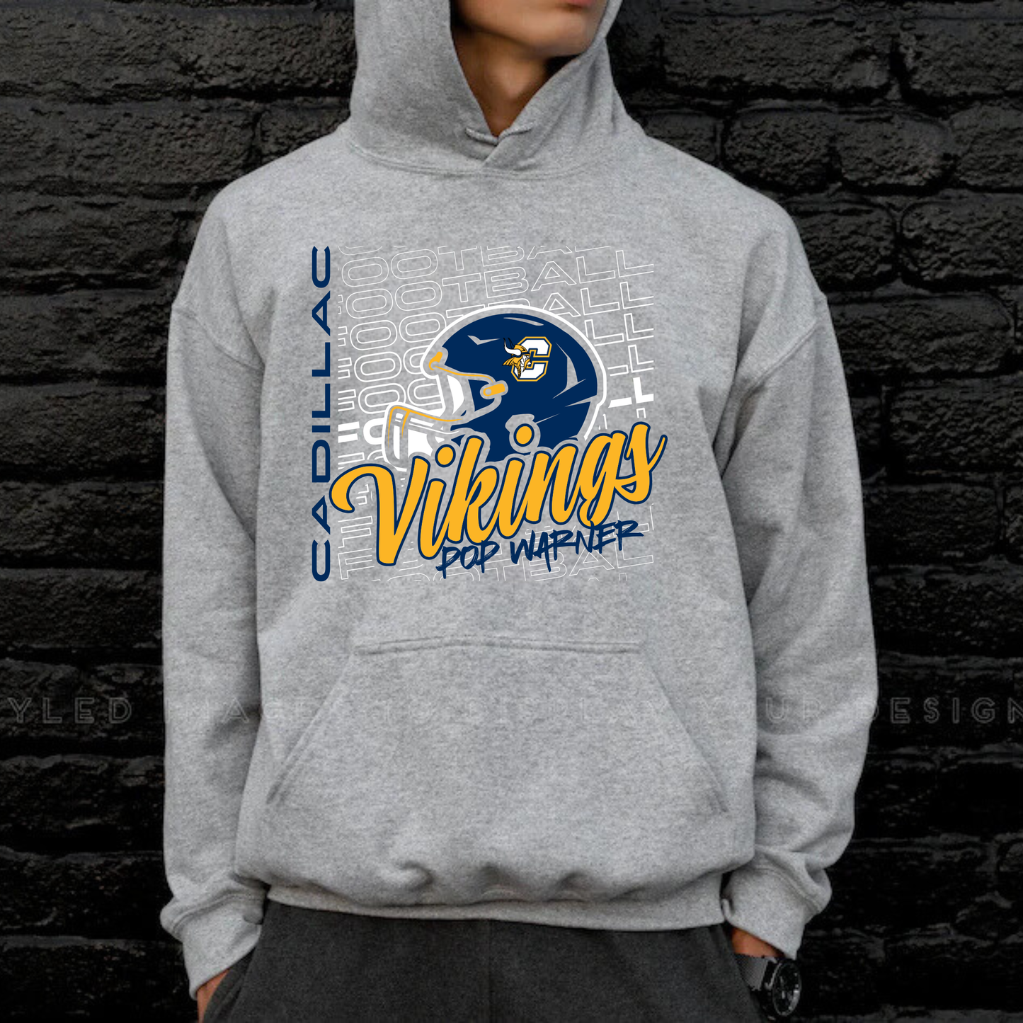 Vikings Pop Warner Football UNISEX Hoodie - SPORT GREY