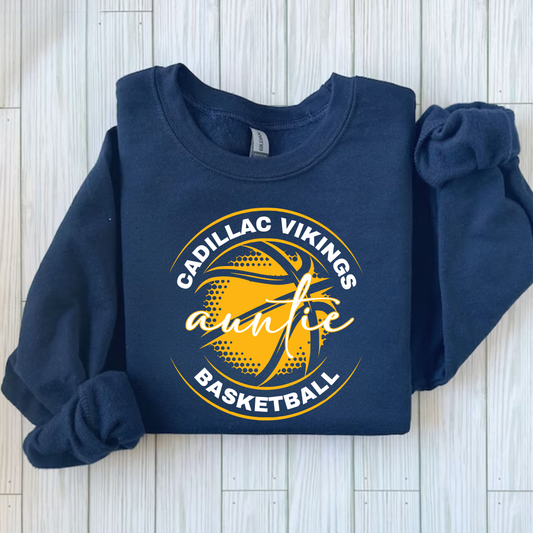 Cadillac Vikings Auntie Basketball ADULT Crewneck Sweatshirt