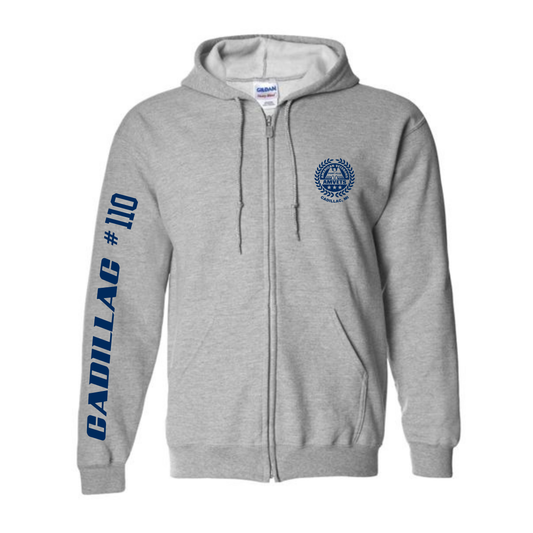AMVETS Post #110 Full Zip-Up Hoodie (G186) - SPORT GREY