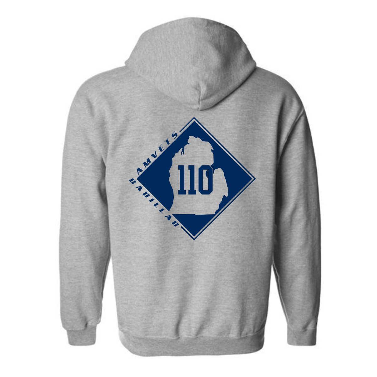 AMVETS Post #110 Full Zip-Up Hoodie (G186) - SPORT GREY