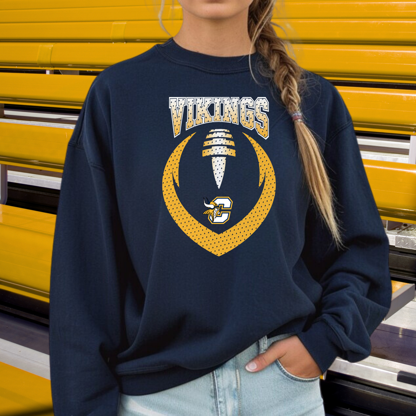 Cadillac Vikings Football UNISEX Crewneck Sweatshirt - NAVY
