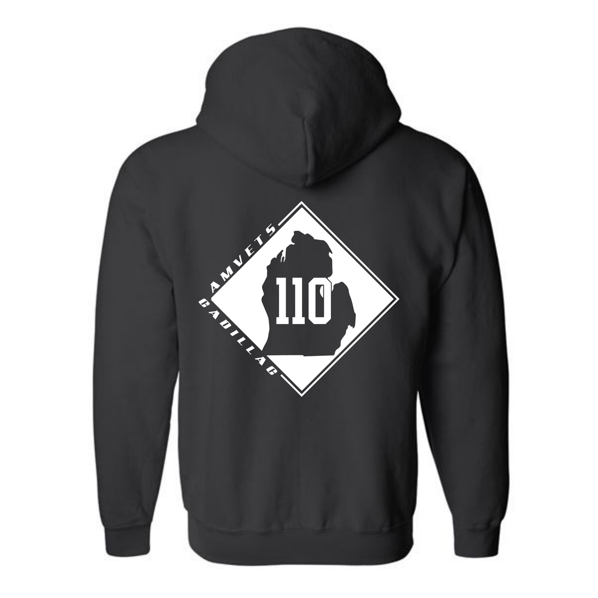 AMVETS Post #110 Full Zip-Up Hoodie (G186) - BLACK