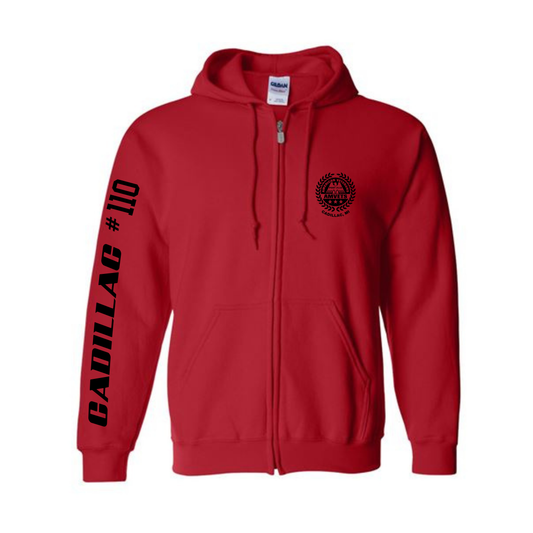 AMVETS Post #110 Full Zip-Up Hoodie (G186) - RED