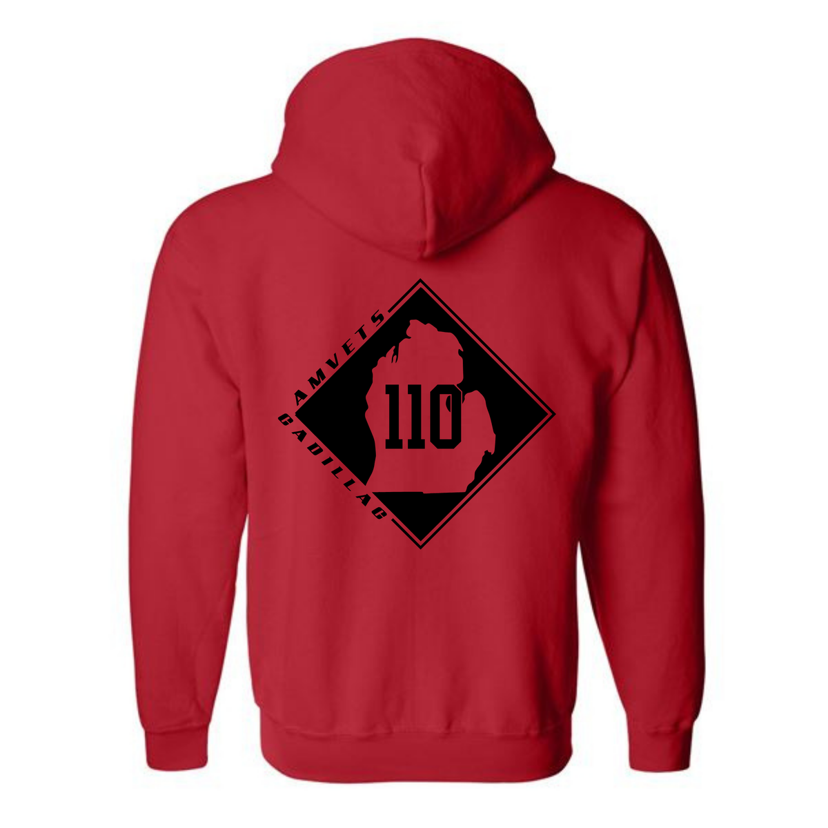 AMVETS Post #110 Full Zip-Up Hoodie (G186) - RED