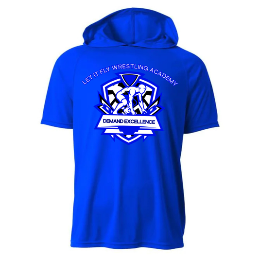 LET IT FLY Wrestling Academy DRI-FIT Cooling Performance Hooded T-Shirt - ROYAL BLUE