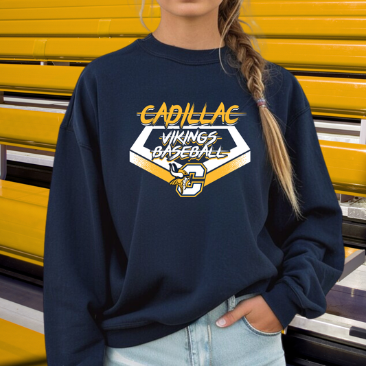 Cadillac Vikings Baseball ADULT Crewneck Sweatshirt