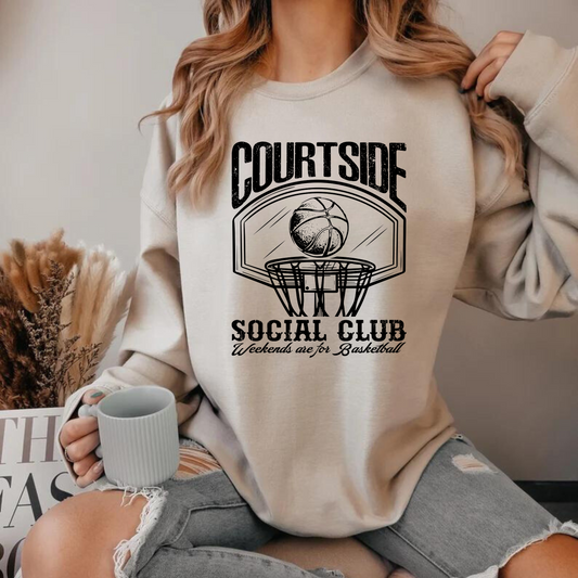 Courtside Social Club Basketball ADULT Crewneck Sweatshirt