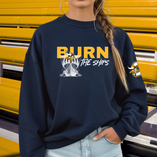 BURN THE SHIPS Cadillac Vikings Wrestling ADULT Unisex Crewneck Sweatshirt