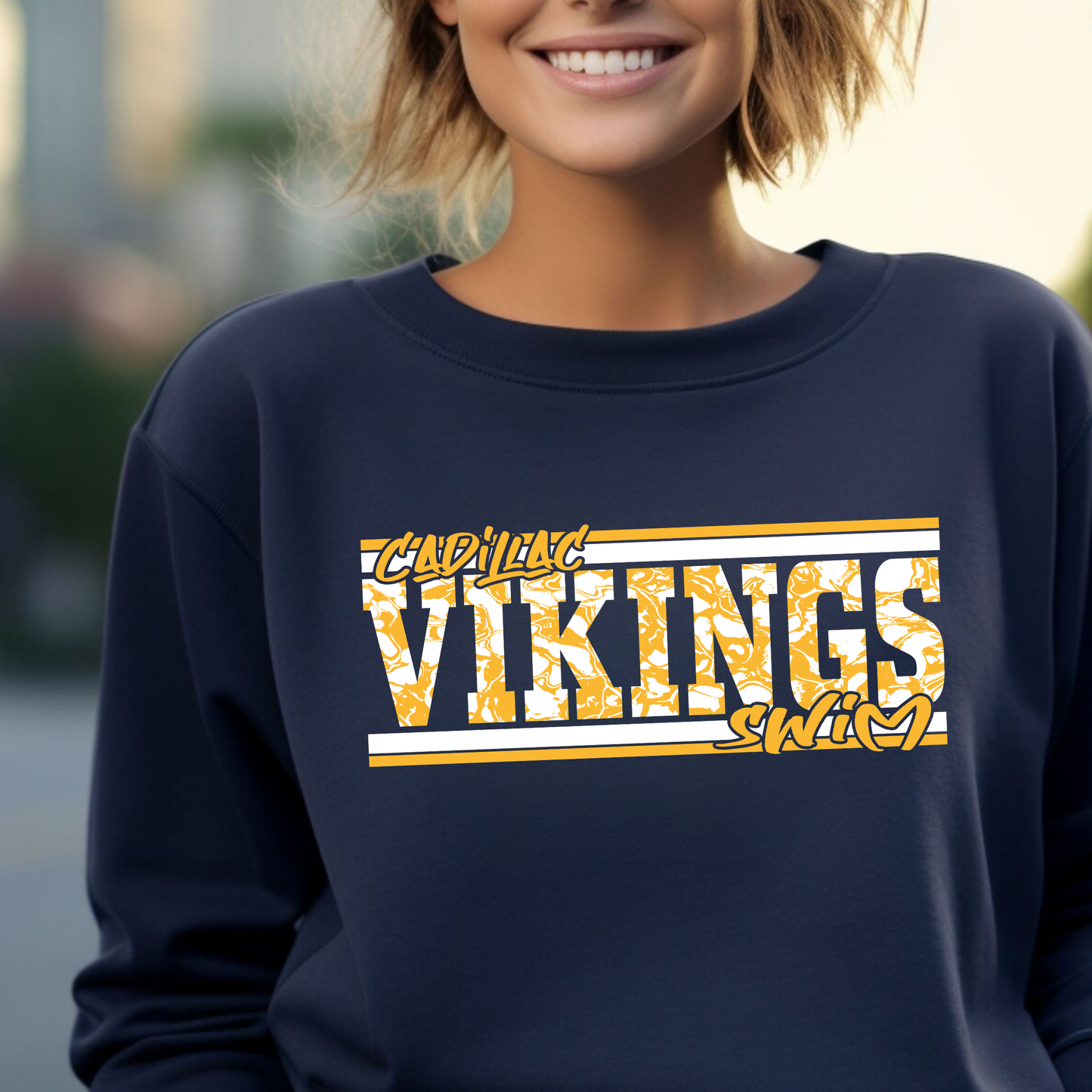 Cadillac Vikings Swim UNISEX Crewneck Sweatshirt