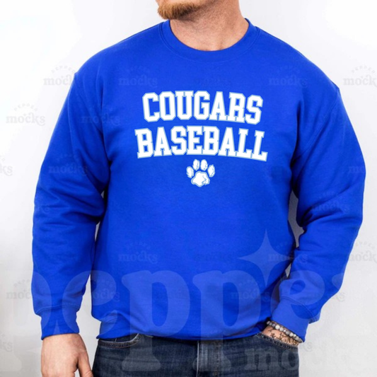 Greak Lakes Cougars Baseball ADULT Crewneck Sweatshirt