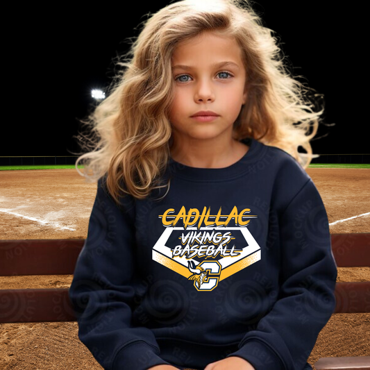 Cadillac Vikings Baseball Unisex YOUTH Crewneck Sweatshirt