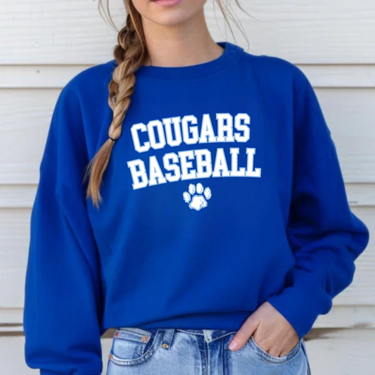 Greak Lakes Cougars Baseball ADULT Crewneck Sweatshirt