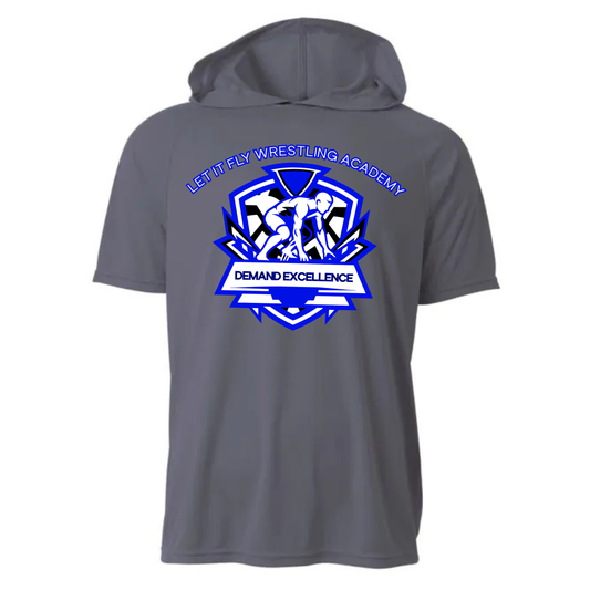 LET IT FLY Wrestling Academy DRI-FIT Cooling Performance Hooded T-Shirt - GRAPHITE