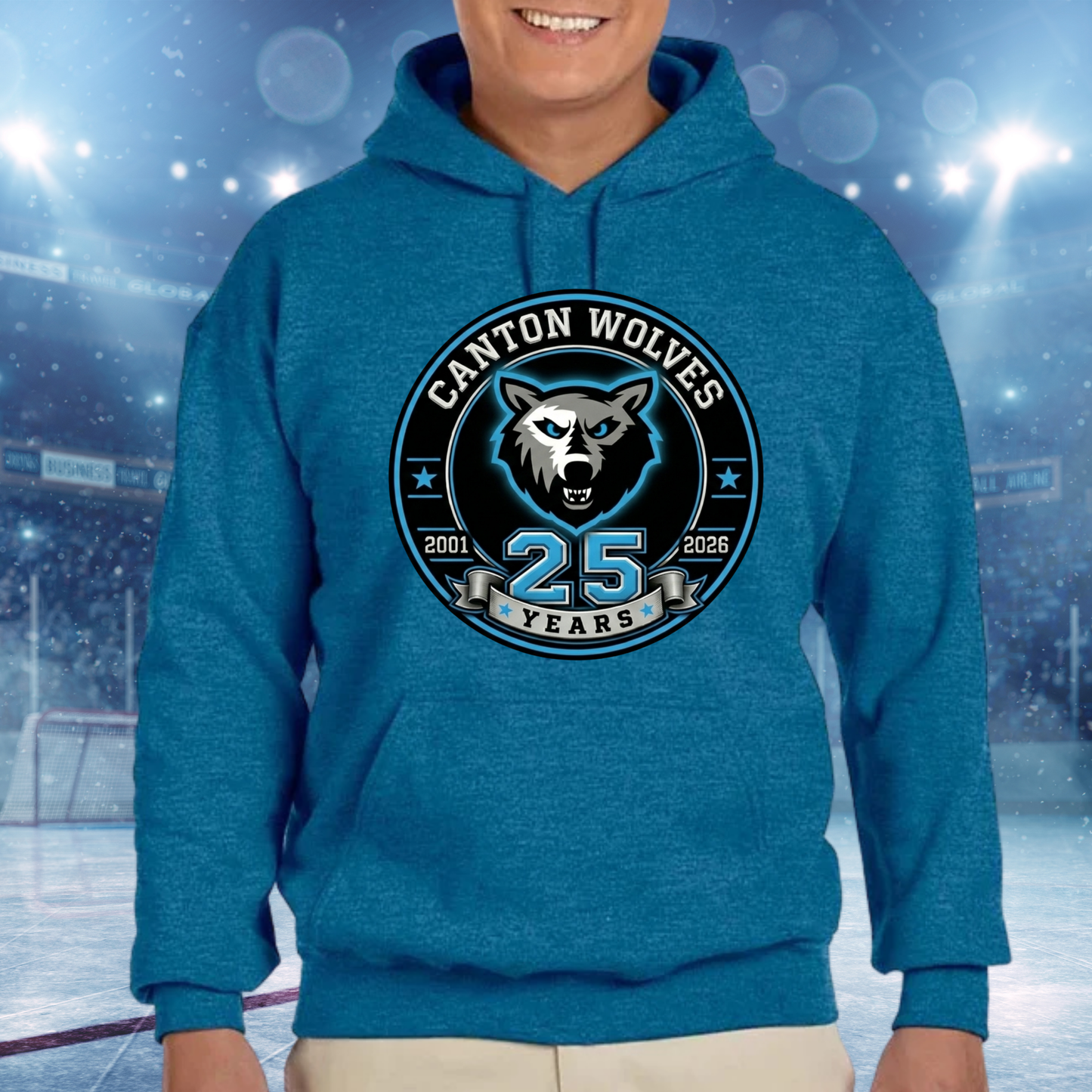 Canton Wolves Hockey UNISEX Hoodie - HEATHERED BLUE
