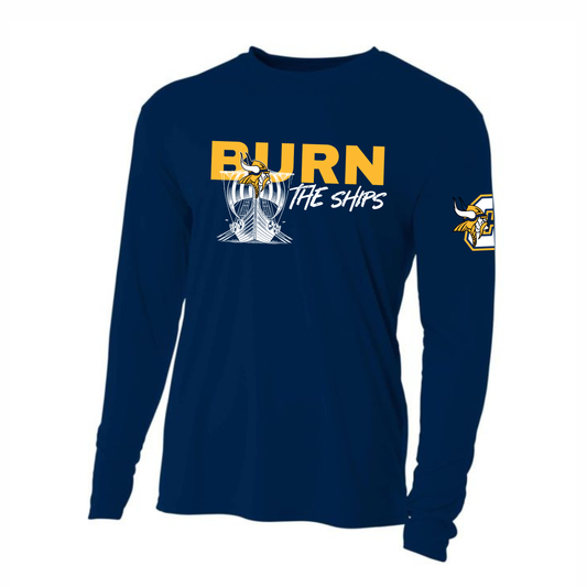 BURN THE SHIPS Cadillac Vikings Wrestling DRI-FIT Cooling Performance Long-Sleeve T-Shirt