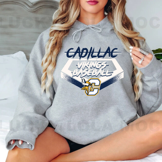 Cadillac Vikings Baseball ADULT Hoodie