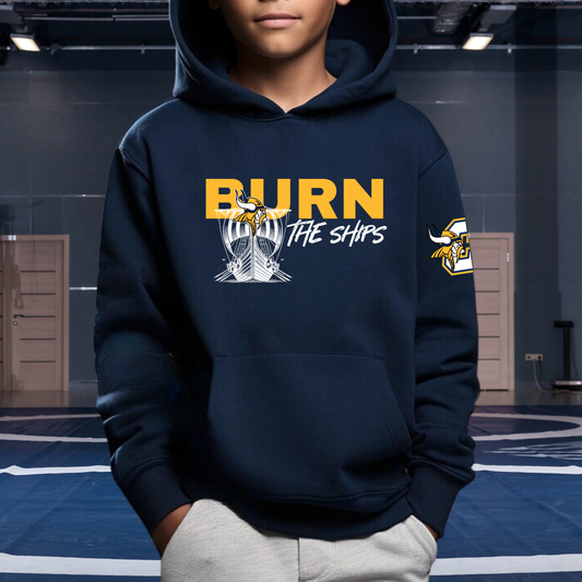 BURN THE SHIPS Cadillac Vikings Wrestling Unisex YOUTH Hoodie