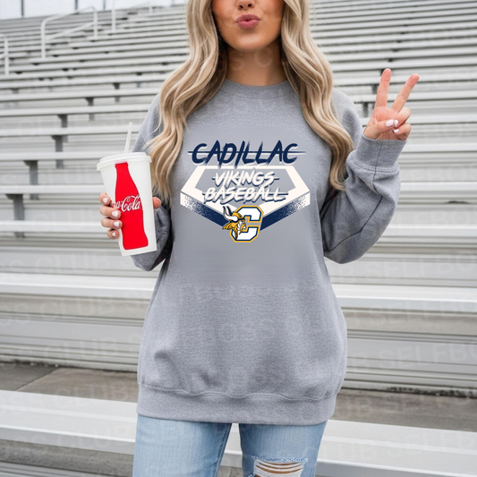 Cadillac Vikings Baseball ADULT Crewneck Sweatshirt
