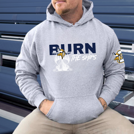 BURN THE SHIPS Cadillac Vikings Wrestling ADULT Hoodie