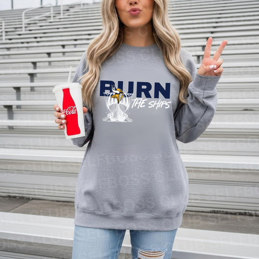 BURN THE SHIPS Cadillac Vikings Wrestling ADULT Unisex Crewneck Sweatshirt