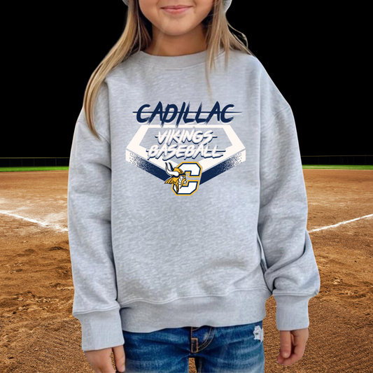 Cadillac Vikings Baseball Unisex YOUTH Crewneck Sweatshirt