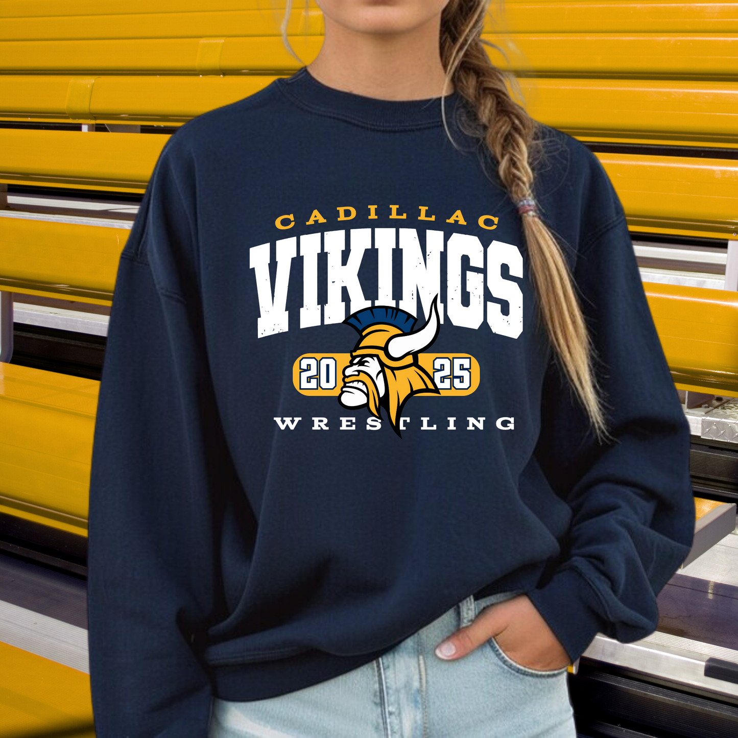 Cadillac Vikings Wrestling ADULT Unisex Crewneck Sweatshirt