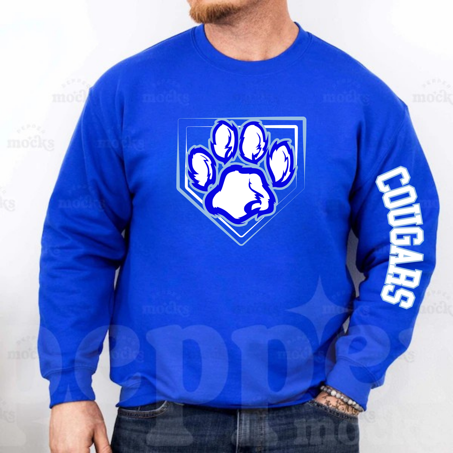Greak Lakes Cougars Baseball ADULT Crewneck Sweatshirt