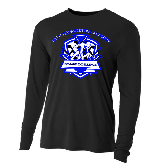 LET IT FLY Wrestling Academy DRI-FIT Cooling Performance Long-Sleeve T-Shirt - BLACK