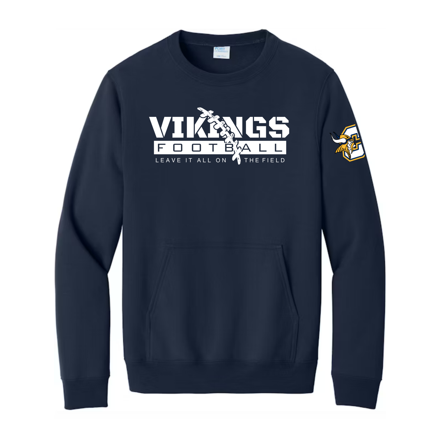 Cadillac Vikings Football ADULT Crewneck Sweatshirt w/ Front Pocket