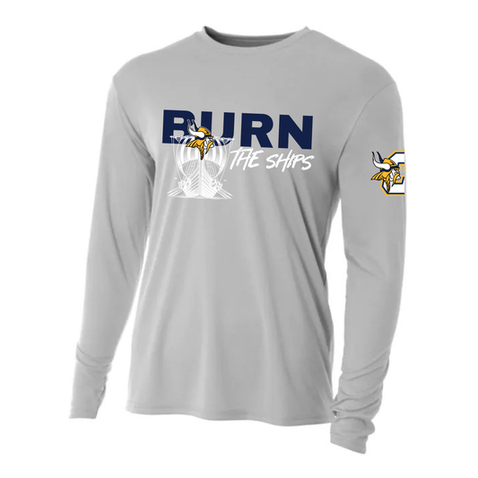 BURN THE SHIPS Cadillac Vikings Wrestling DRI-FIT Cooling Performance Long-Sleeve T-Shirt