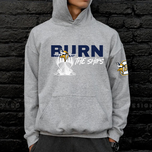 BURN THE SHIPS Cadillac Vikings Wrestling Unisex YOUTH Hoodie