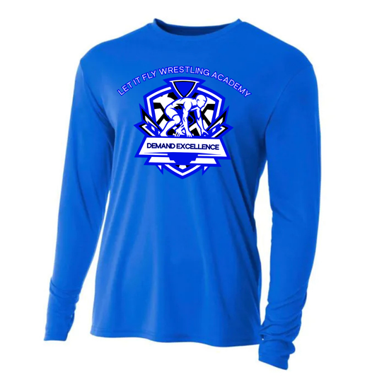 LET IT FLY Wrestling Academy DRI-FIT Cooling Performance Long-Sleeve T-Shirt - ROYAL BLUE