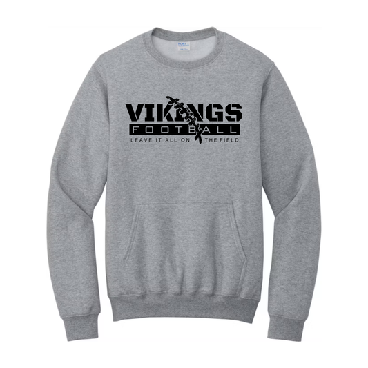Reverse BLACKOUT Cadillac Vikings Football ADULT Crewneck Sweatshirt w/ Front Pocket