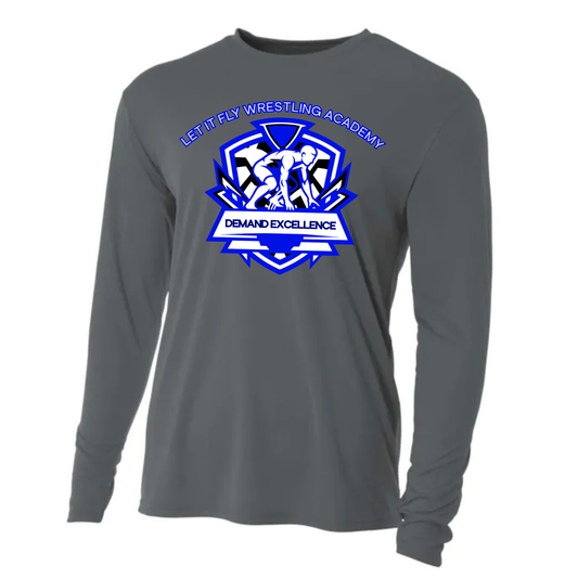 LET IT FLY Wrestling Academy DRI-FIT Cooling Performance Long-Sleeve T-Shirt - GRAPHITE