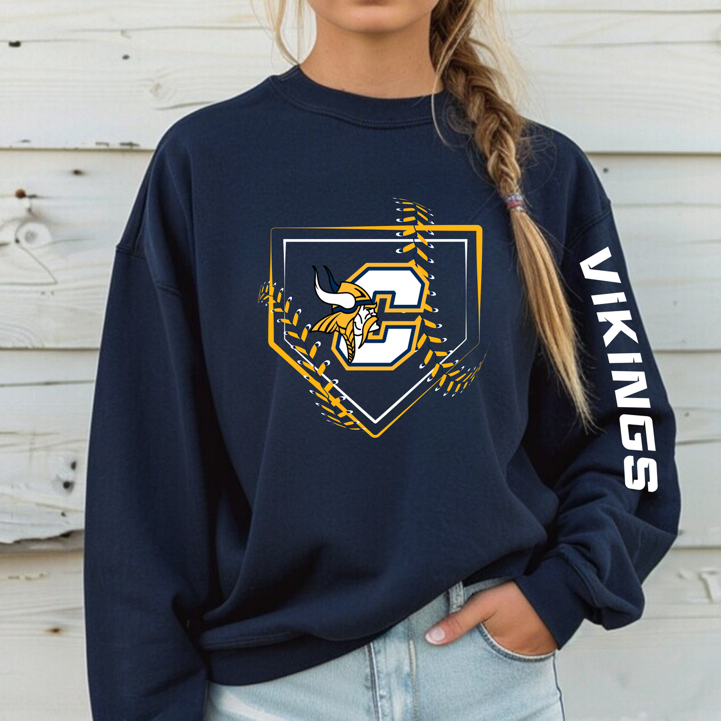 Cadillac Vikings Baseball ADULT Crewneck Sweatshirt