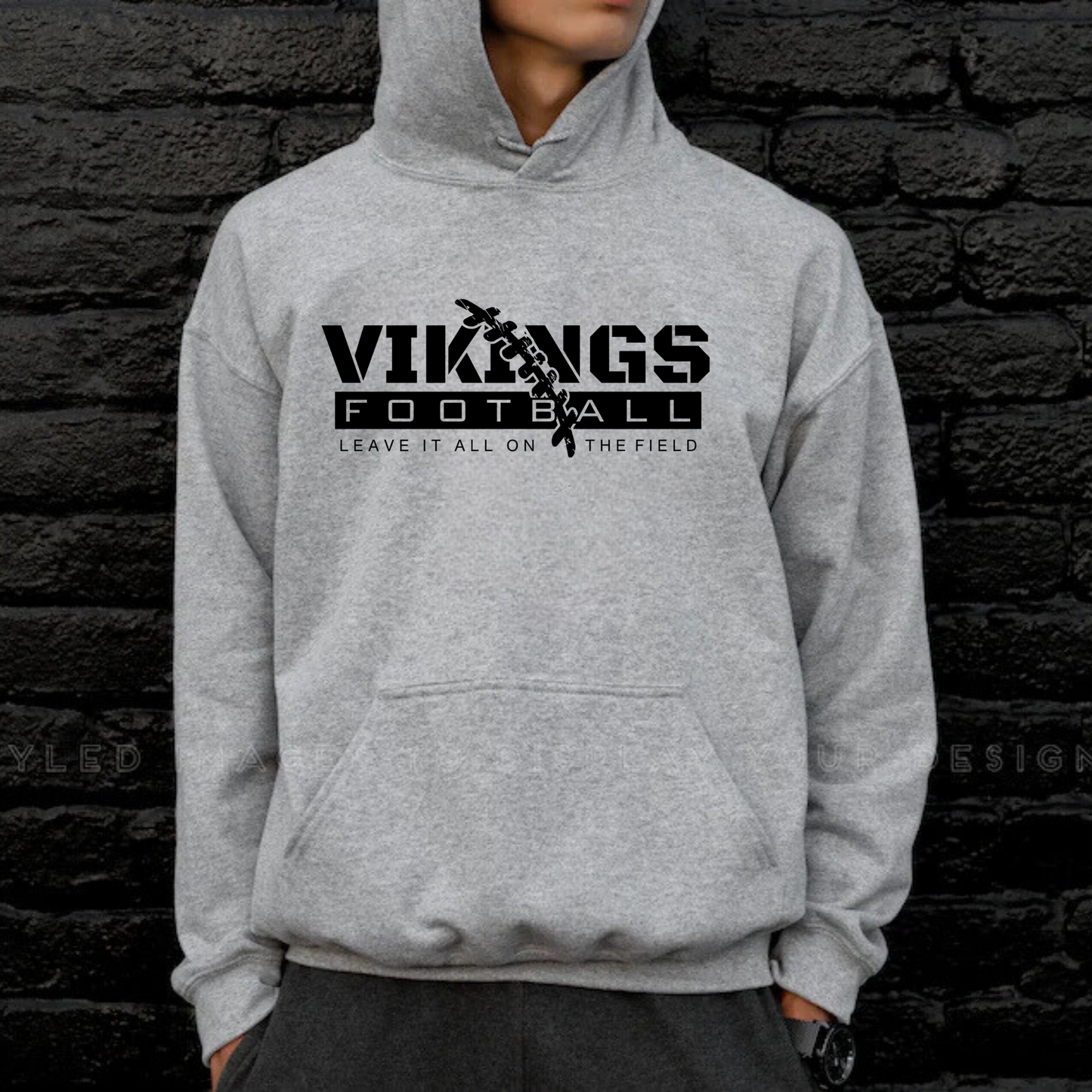 Reverse BLACKOUT Cadillac Vikings Football Unisex YOUTH Hoodie