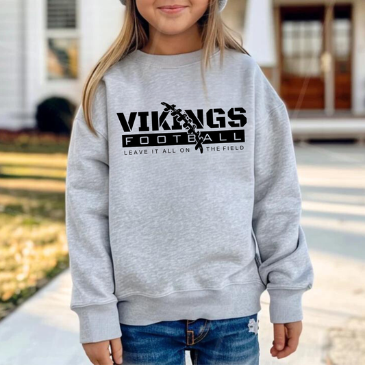 Reverse BLACKOUT Cadillac Vikings Football YOUTH Unisex Crewneck Sweatshirt
